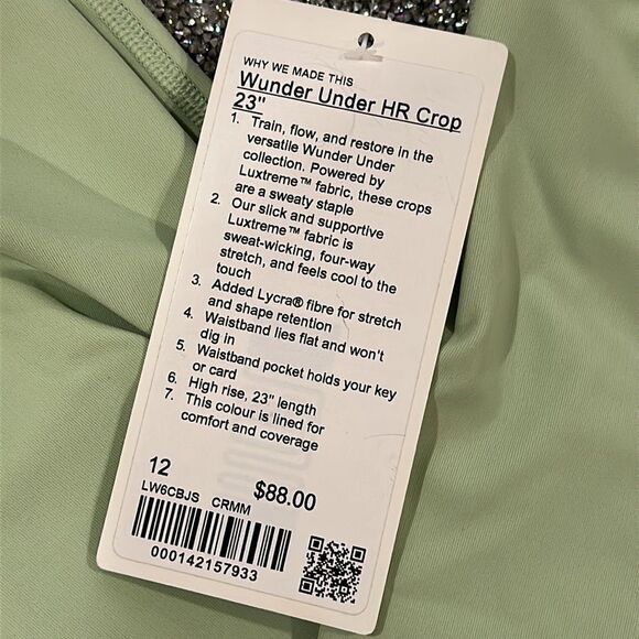 Wunder Under High-Rise Crop 23" Full-On Luxtreme creamy mint NWT size 12 - Picture 3 of 5